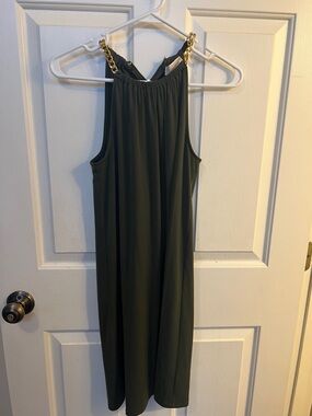 Michael Kors Olive Green Dress with Gold Chain Straps